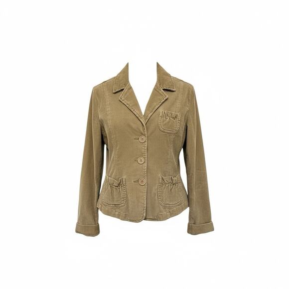 Vintage 90s Y2K era Bill Blass L corduroy jacket light brown/tan cropped blazer - Picture 3 of 11